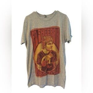 Ed Sheeran Gray Graphic T-Shirt with Red and Orange Design